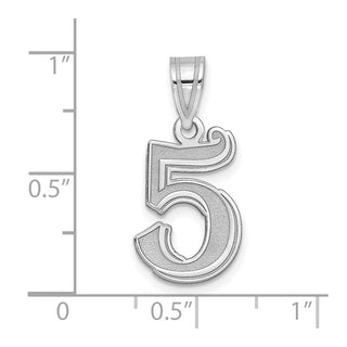 14k White Gold Polished Etched Number 5 Pendant