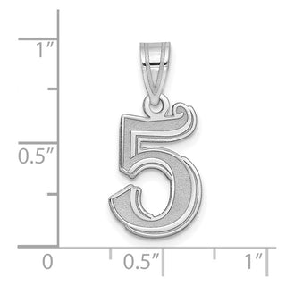 14k White Gold Polished Etched Number 5 Pendant
