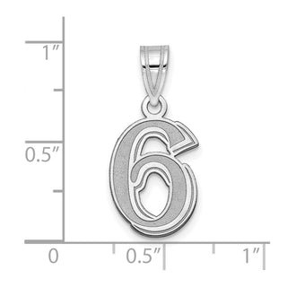 14k White Gold Polished Etched Number 6 Pendant