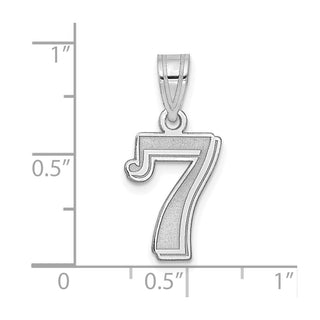 14k White Gold Polished Etched Number 7 Pendant
