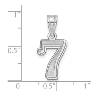 14k White Gold Polished Etched Number 7 Pendant