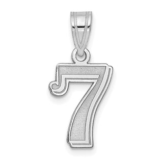 14k White Gold Polished Etched Number 7 Pendant