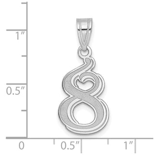 14k White Gold Polished Etched Number 8 Pendant