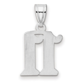 14k White Gold Polished Etched Number 11 Pendant