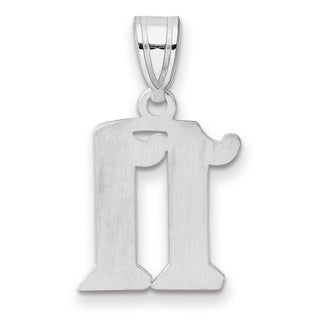 14k White Gold Polished Etched Number 11 Pendant