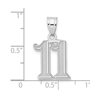 14k White Gold Polished Etched Number 11 Pendant