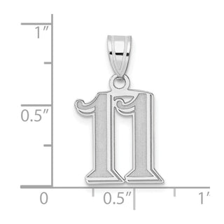 14k White Gold Polished Etched Number 11 Pendant
