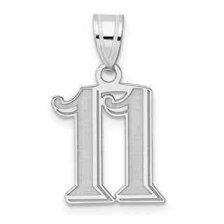 14k White Gold Polished Etched Number 11 Pendant