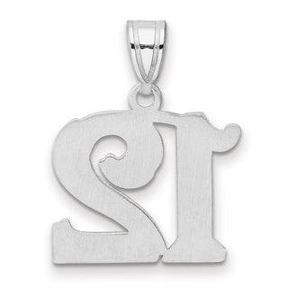14k White Gold Polished Etched Number 12 Pendant