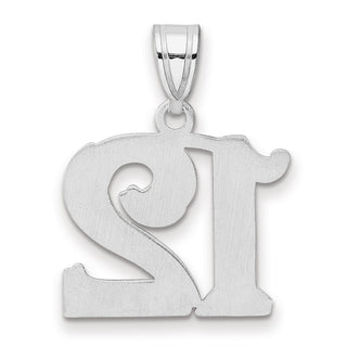 14k White Gold Polished Etched Number 12 Pendant