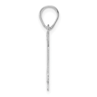 14k White Gold Polished Etched Number 14 Pendant