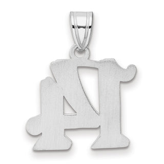 14k White Gold Polished Etched Number 14 Pendant