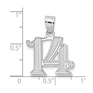 14k White Gold Polished Etched Number 14 Pendant