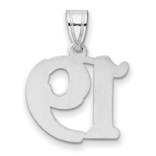 14k White Gold Polished Etched Number 19 Pendant