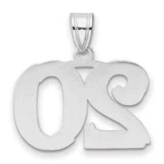 14k White Gold Polished Etched Number 20 Pendant