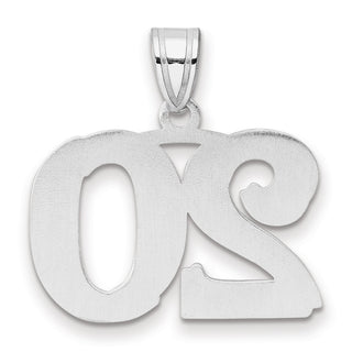 14k White Gold Polished Etched Number 20 Pendant