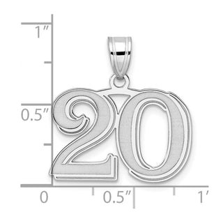 14k White Gold Polished Etched Number 20 Pendant