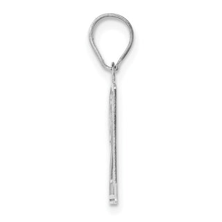 14k White Gold Polished Etched Number 21 Pendant