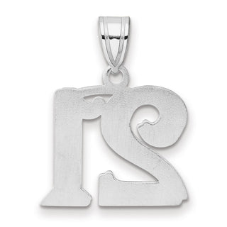 14k White Gold Polished Etched Number 21 Pendant