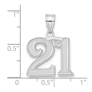 14k White Gold Polished Etched Number 21 Pendant