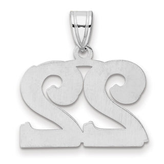 14k White Gold Polished Etched Number 22 Pendant
