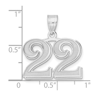 14k White Gold Polished Etched Number 22 Pendant