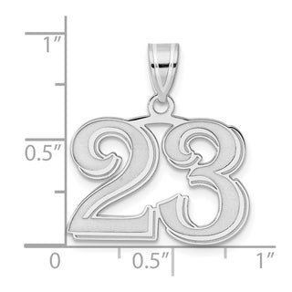 14k White Gold Polished Etched Number 23 Pendant