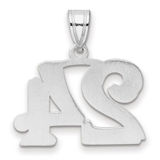 14k White Gold Polished Etched Number 24 Pendant
