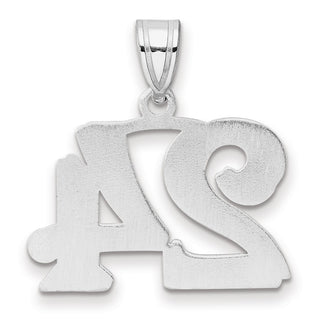14k White Gold Polished Etched Number 24 Pendant