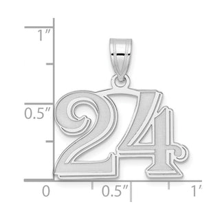 14k White Gold Polished Etched Number 24 Pendant