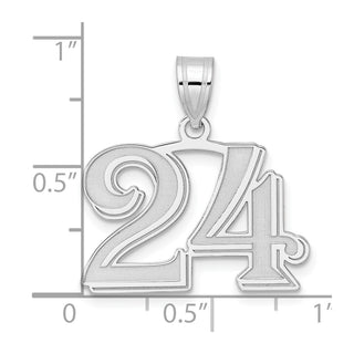 14k White Gold Polished Etched Number 24 Pendant