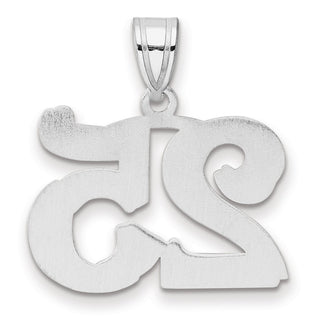 14k White Gold Polished Etched Number 25 Pendant