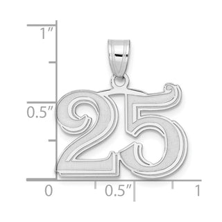 14k White Gold Polished Etched Number 25 Pendant