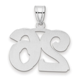 14k White Gold Polished Etched Number 26 Pendant