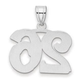 14k White Gold Polished Etched Number 26 Pendant