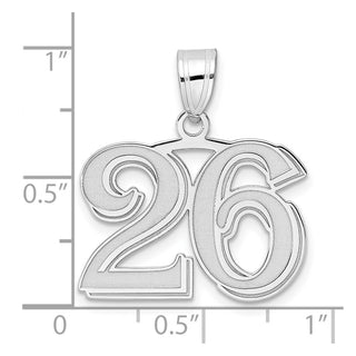 14k White Gold Polished Etched Number 26 Pendant