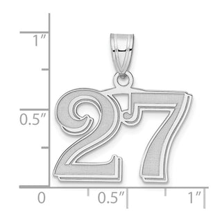 14k White Gold Polished Etched Number 27 Pendant