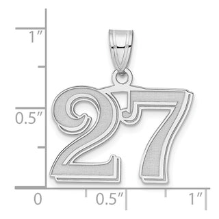 14k White Gold Polished Etched Number 27 Pendant