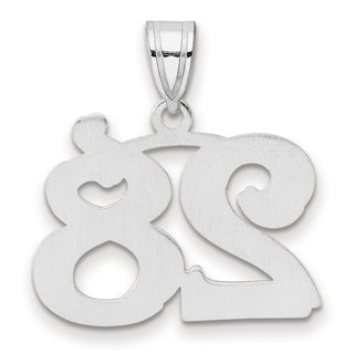 14k White Gold Polished Etched Number 28 Pendant