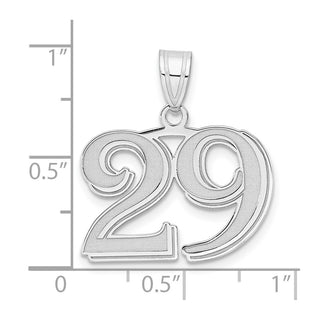 14k White Gold Polished Etched Number 29 Pendant