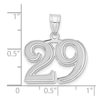 14k White Gold Polished Etched Number 29 Pendant