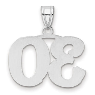 14k White Gold Polished Etched Number 30 Pendant