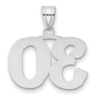 14k White Gold Polished Etched Number 30 Pendant