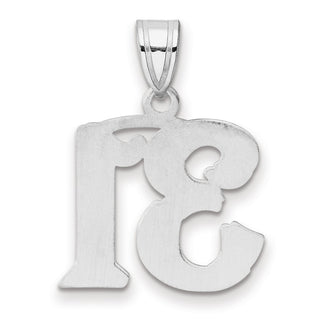 14k White Gold Polished Etched Number 31 Pendant