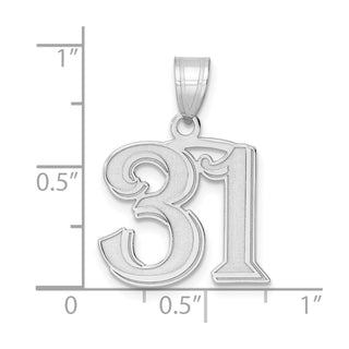 14k White Gold Polished Etched Number 31 Pendant