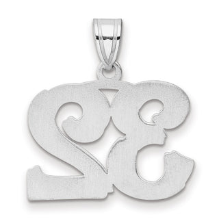 14k White Gold Polished Etched Number 32 Pendant