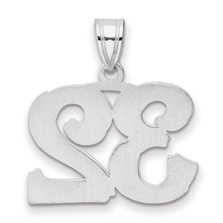 14k White Gold Polished Etched Number 32 Pendant