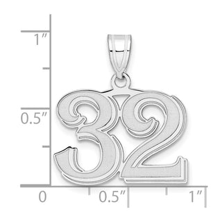 14k White Gold Polished Etched Number 32 Pendant