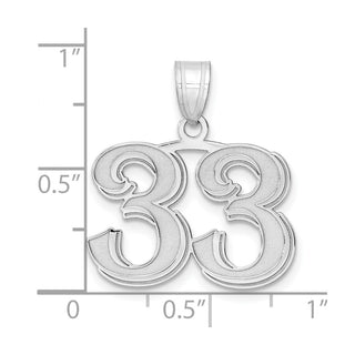 14k White Gold Polished Etched Number 33 Pendant