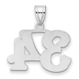 14k White Gold Polished Etched Number 34 Pendant